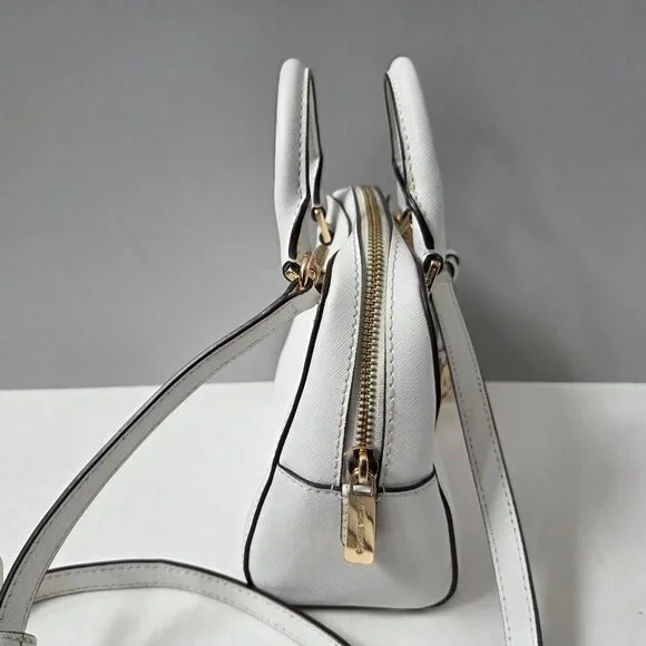 Michael Kors Purse White Saffiano Leather Jet Set Small Satchel Crossbody Bag - Picture 5 of 16